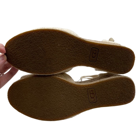 UGG Sandals Delmar Natural Espadrille Wedge Ankle Tie Size 8.5 - Picture 15 of 16